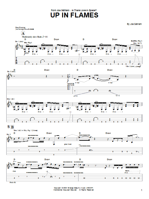 Download Joe Satriani Up In Flames Sheet Music