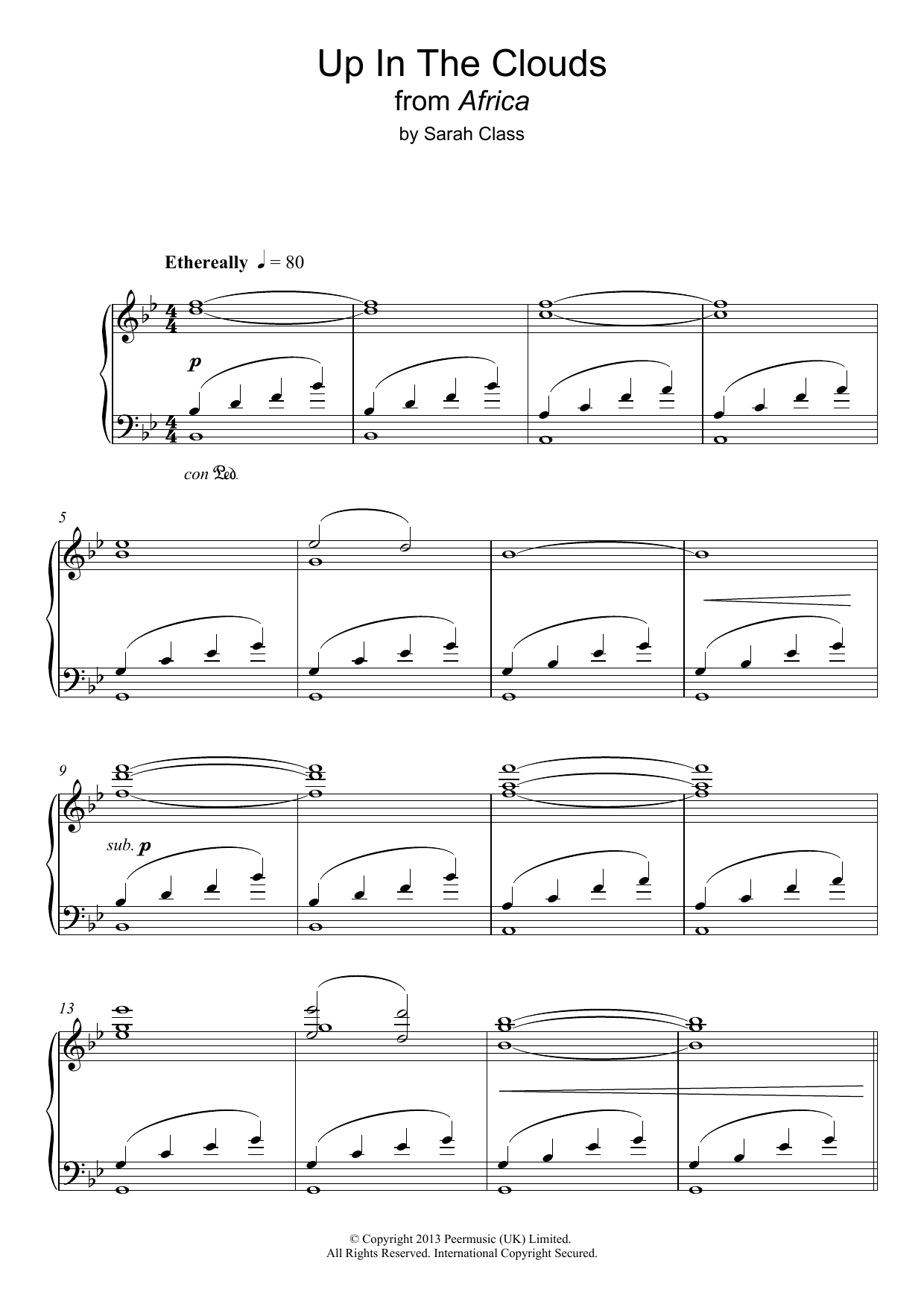 Download Sarah Class Up In The Clouds (from 'Africa') Sheet Music