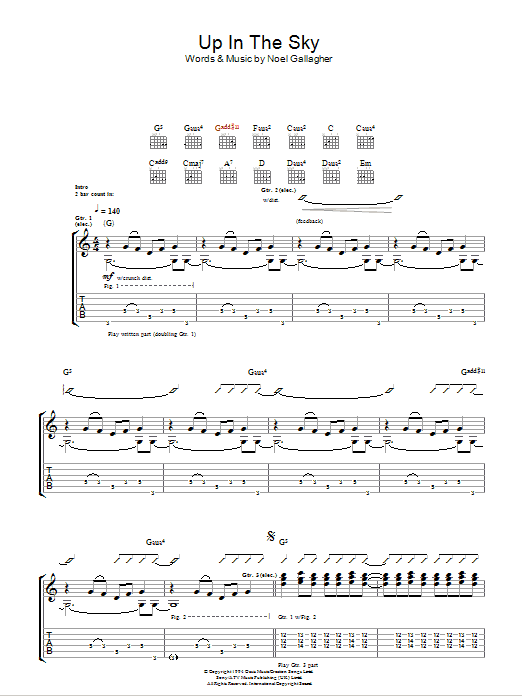 Download Oasis Up In The Sky Sheet Music