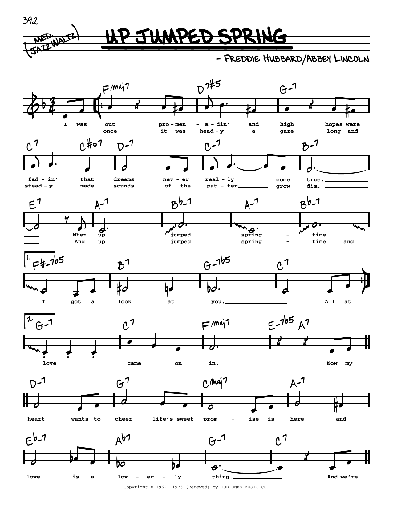 Download Freddie Hubbard Up Jumped Spring (Low Voice) Sheet Music