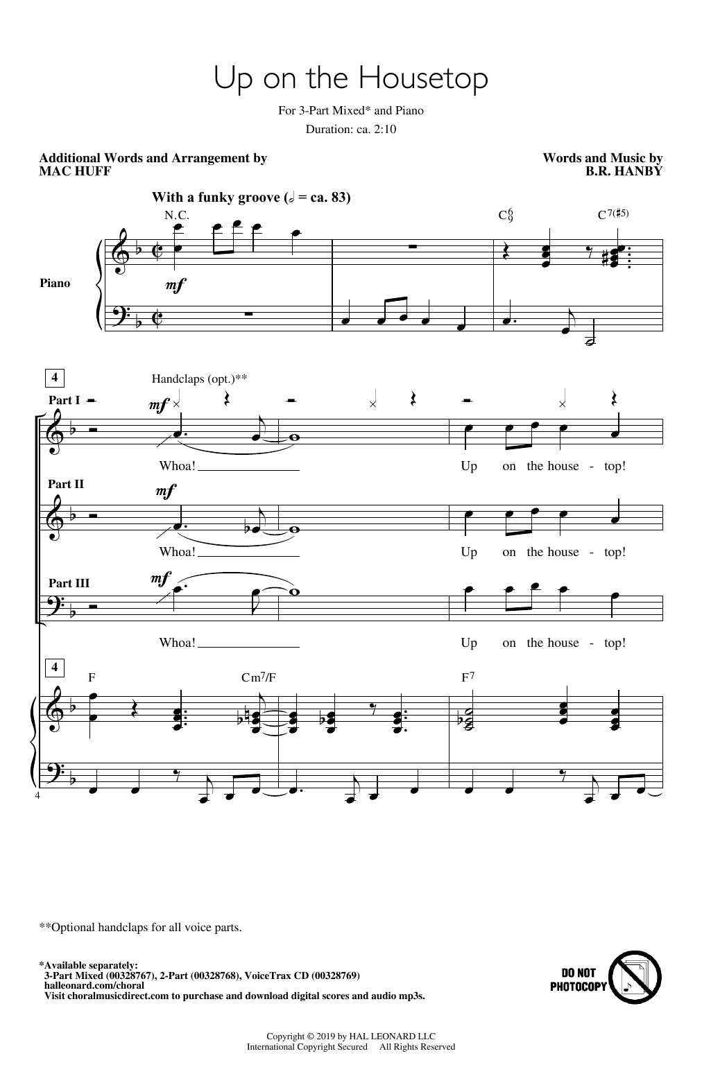 Download B.R. Hanby Up On The Housetop (arr. Mac Huff) Sheet Music