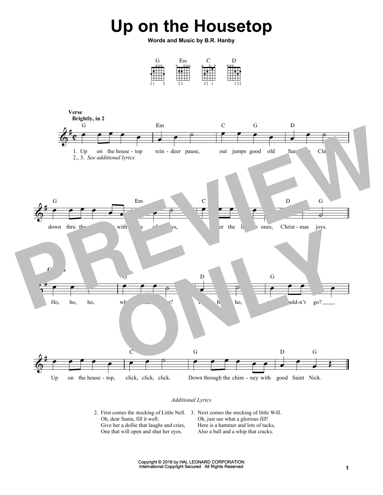 Download B.R. Hanby Up On The Housetop Sheet Music