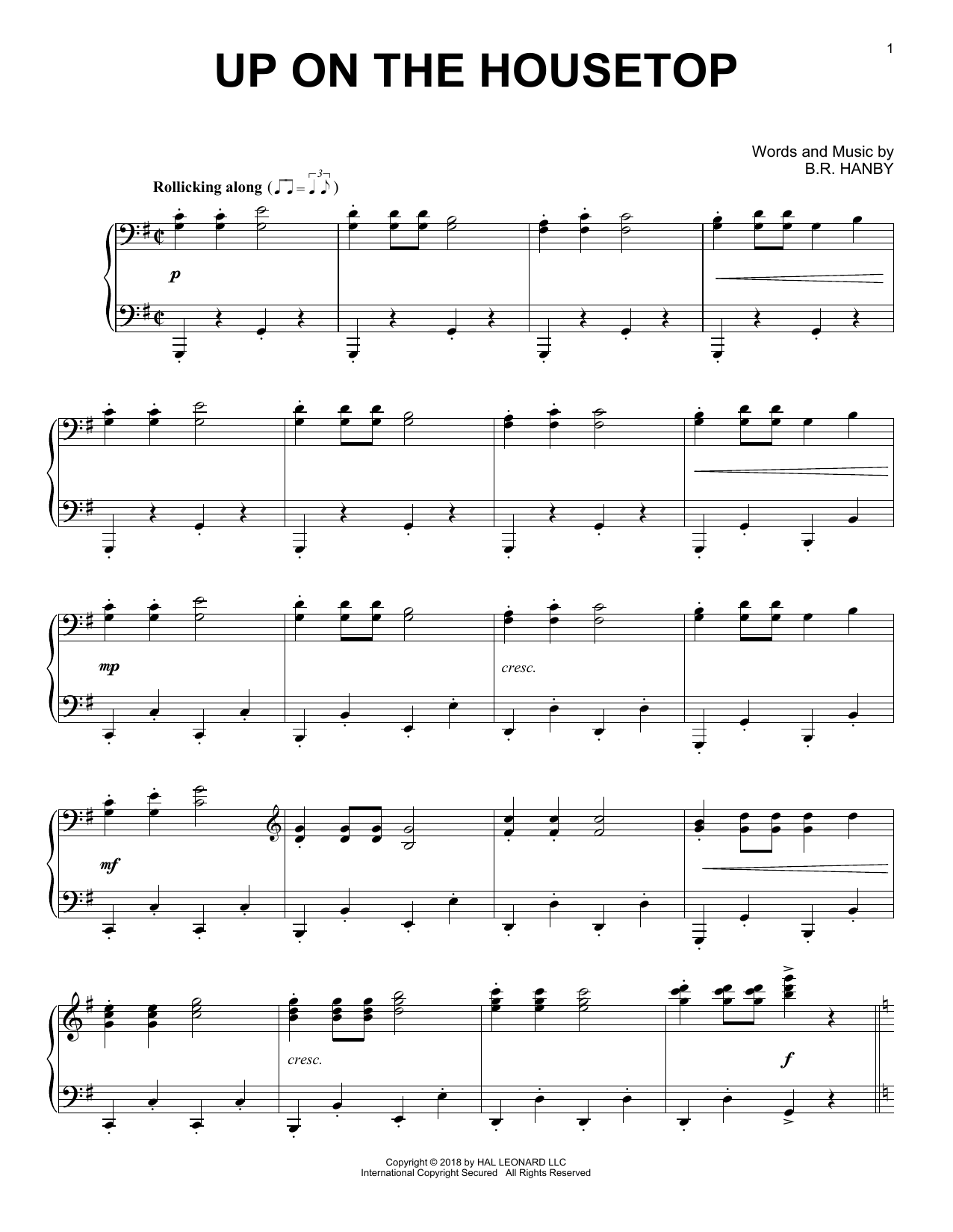 Download B.R. Hanby Up On The Housetop [Jazz version] Sheet Music