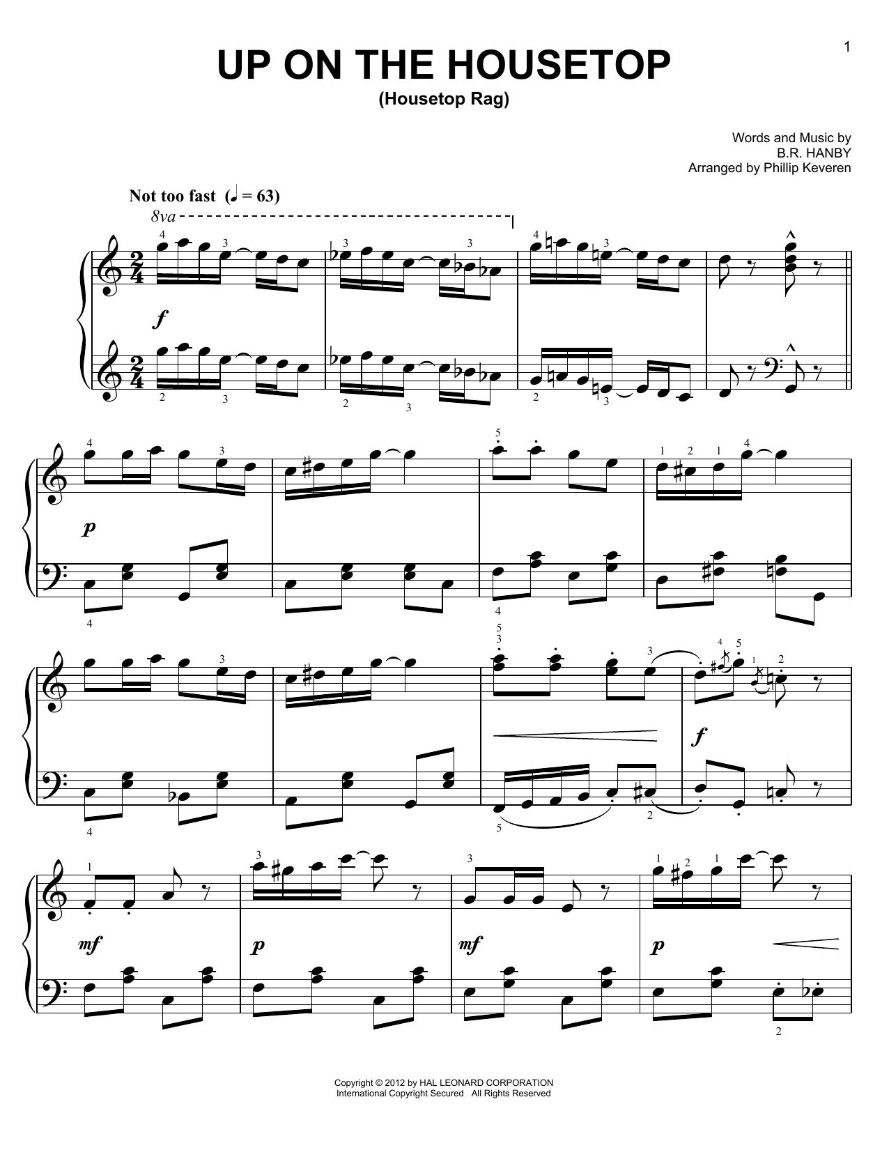 Download B.R. Hanby Up On The Housetop [Ragtime version] (a Sheet Music