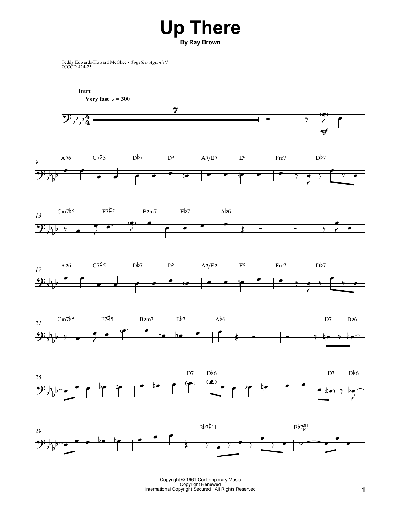 Download Ray Brown Up There Sheet Music