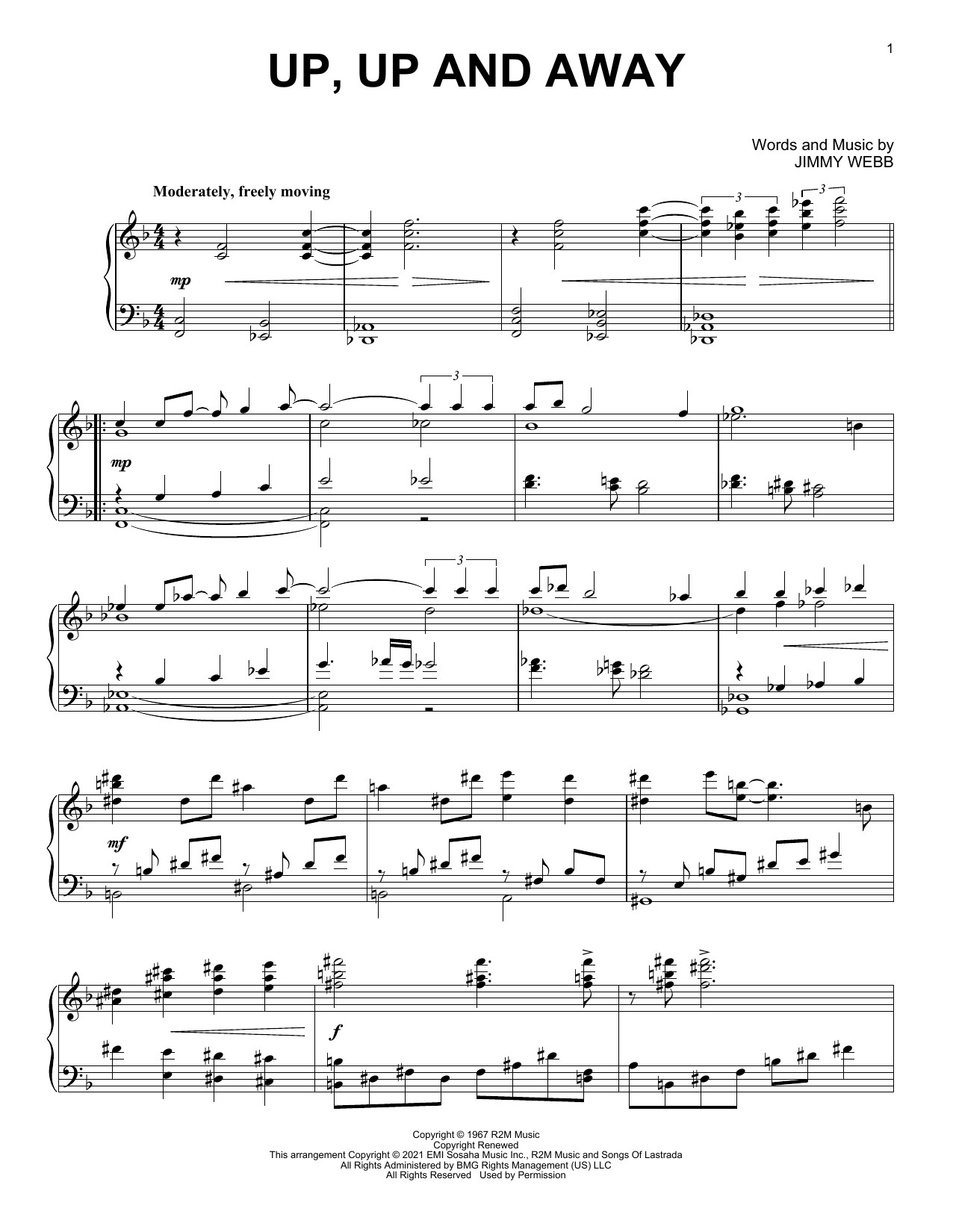 Download The Fifth Dimension Up, Up And Away [Classical version] Sheet Music