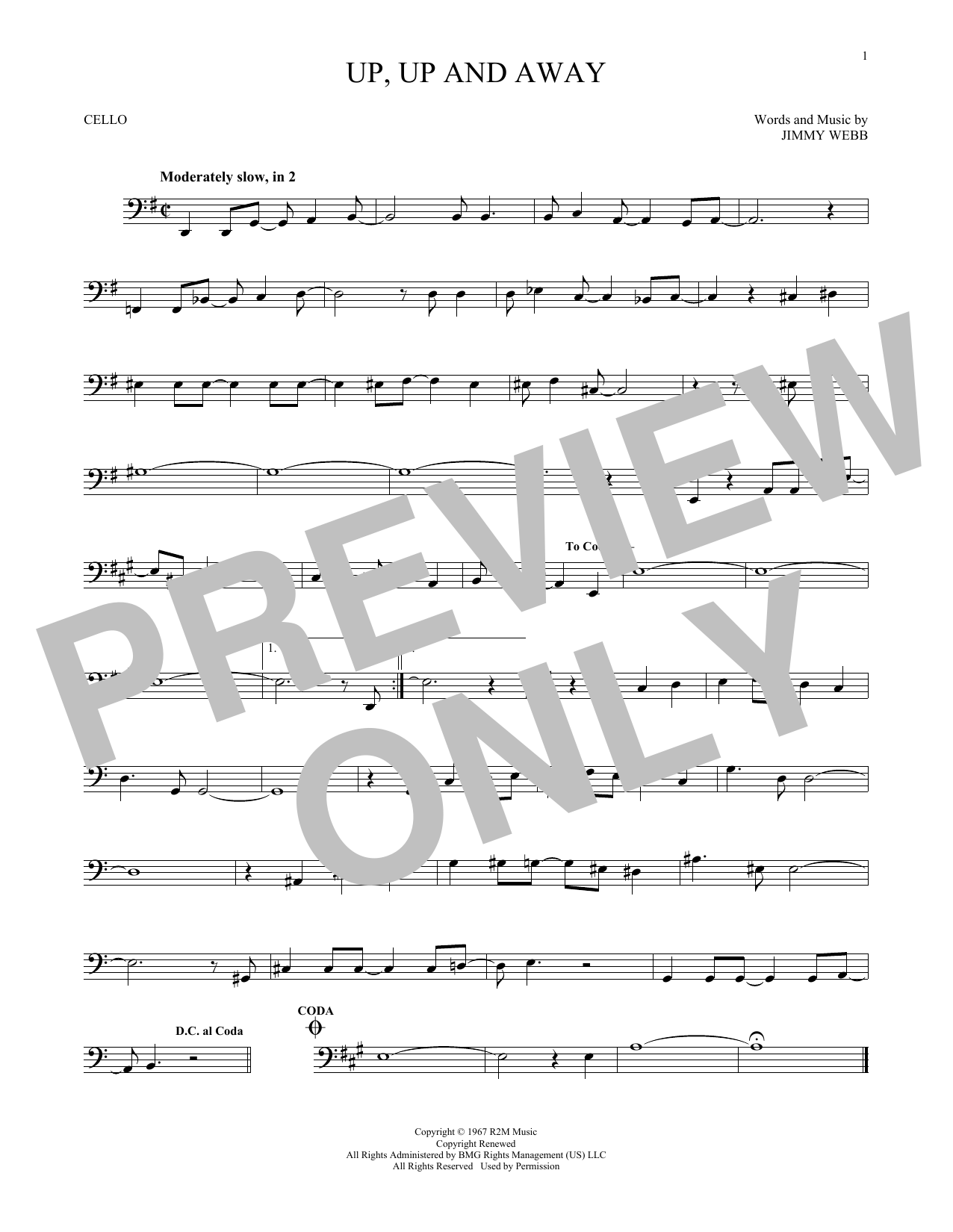 Download The Fifth Dimension Up, Up And Away Sheet Music