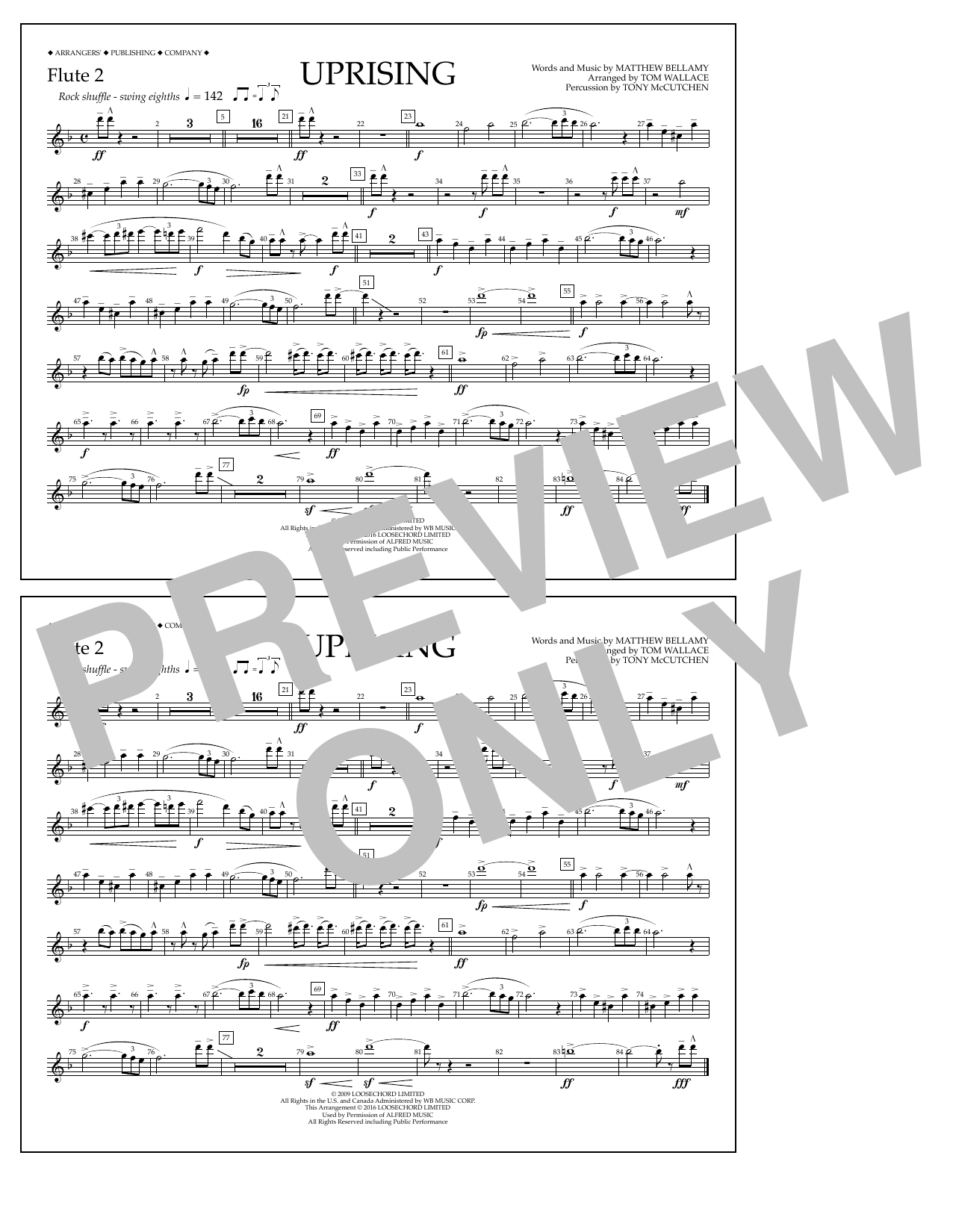 Download Tom Wallace Uprising - Flute 2 Sheet Music