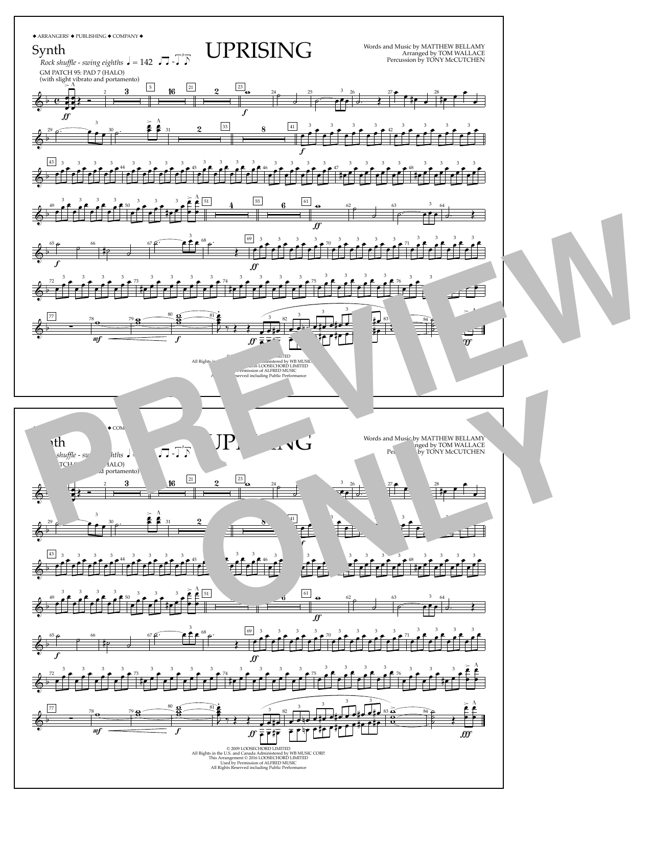 Download Tom Wallace Uprising - Synthesizer Sheet Music