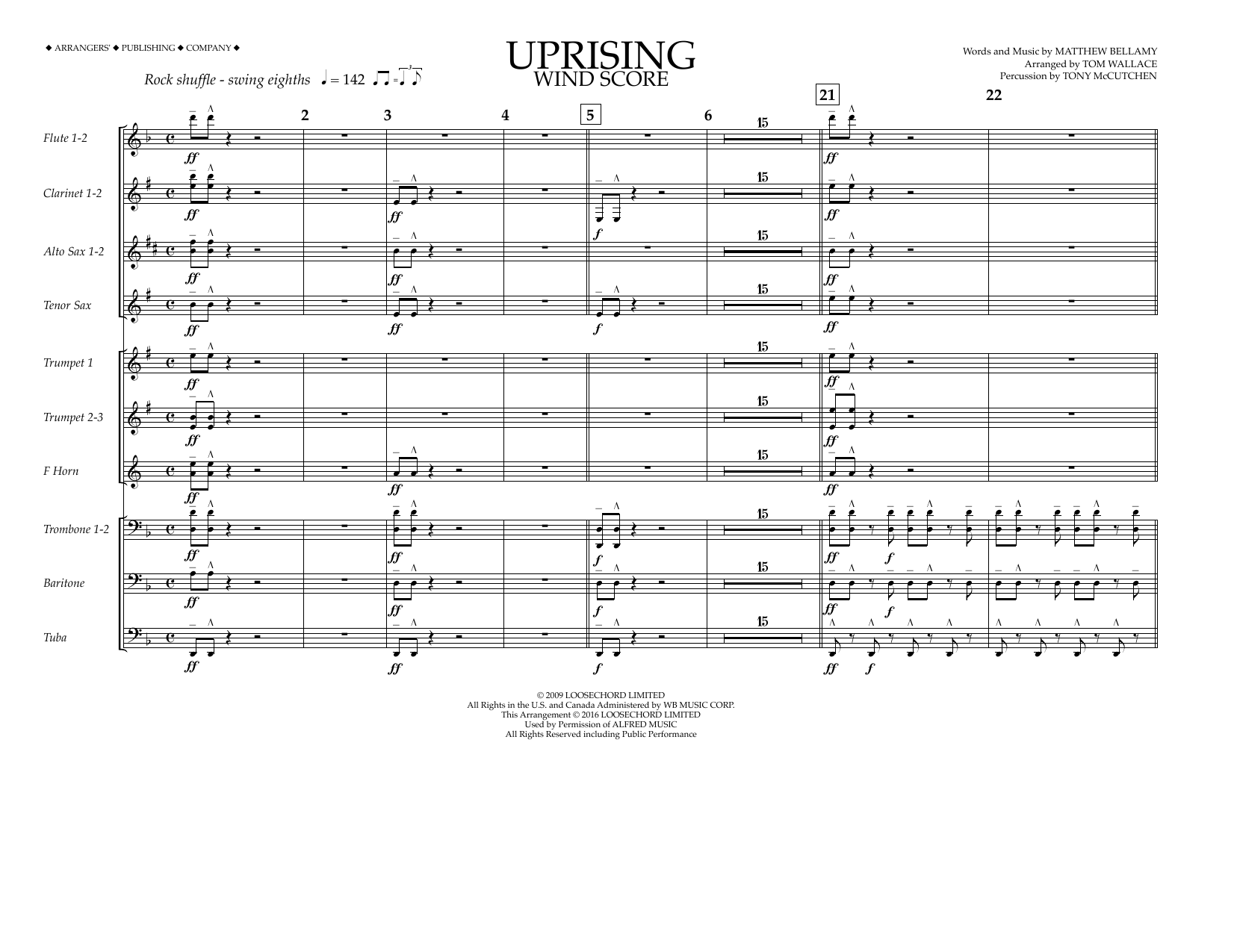Download Tom Wallace Uprising - Wind Score Sheet Music