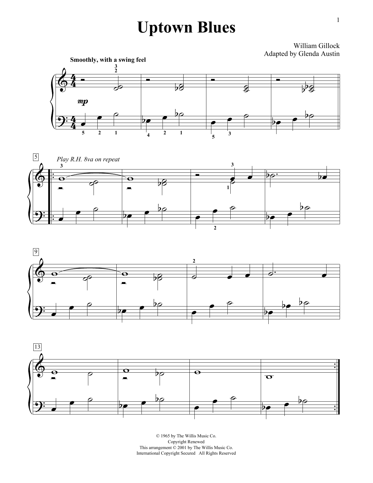 Download William Gillock Uptown Blues (Simplified) (adapted by G Sheet Music