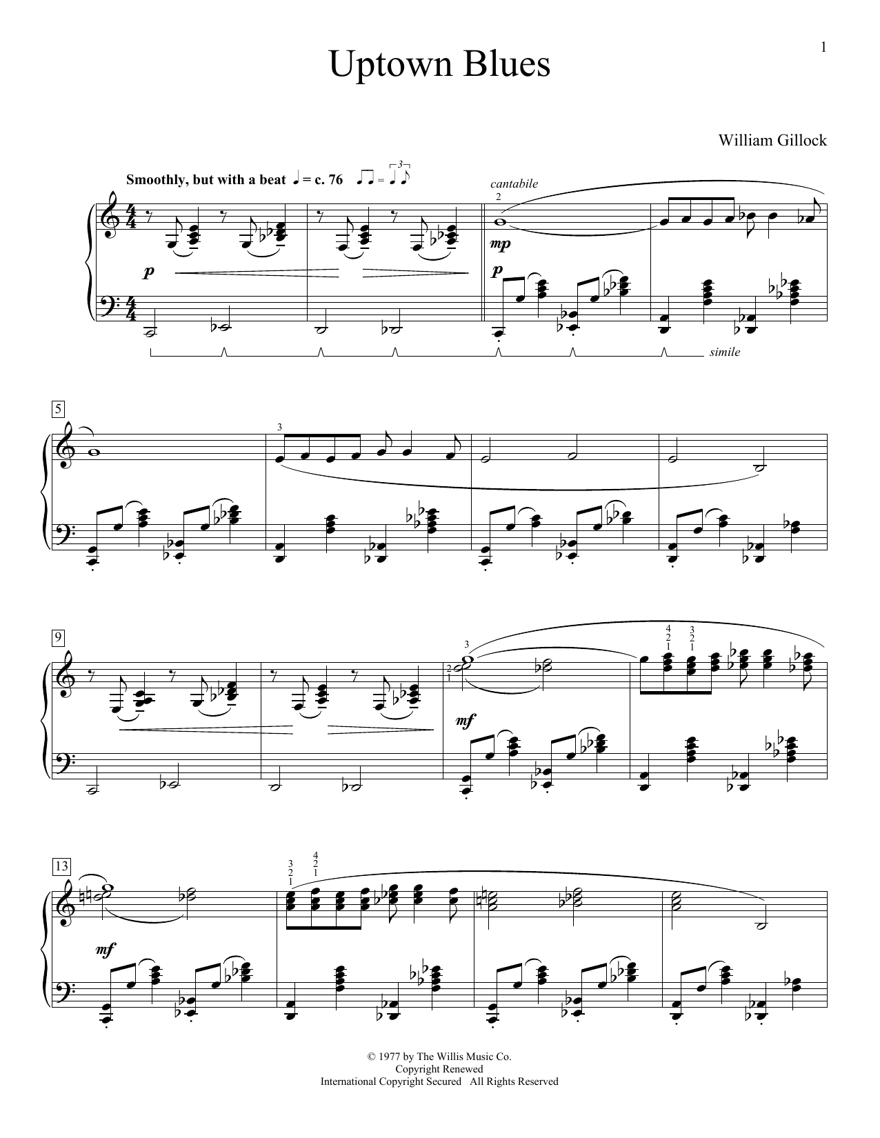Download William Gillock Uptown Blues Sheet Music