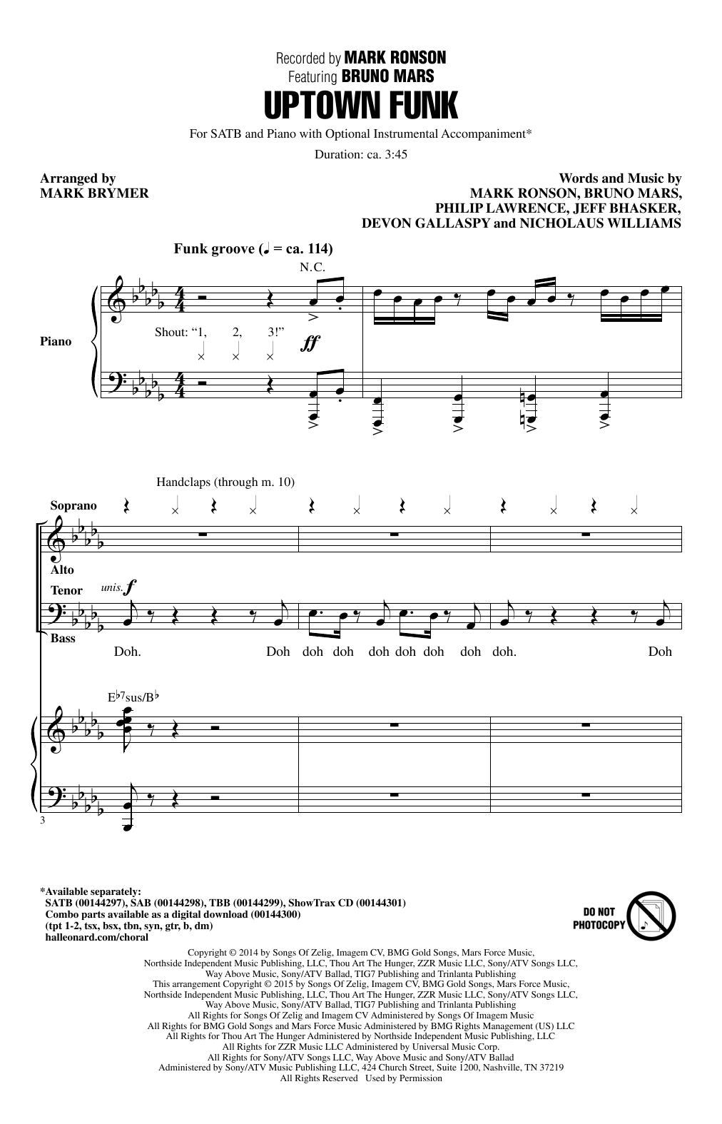 Download Mark Ronson Uptown Funk (feat. Bruno Mars) (arr. Ma Sheet Music