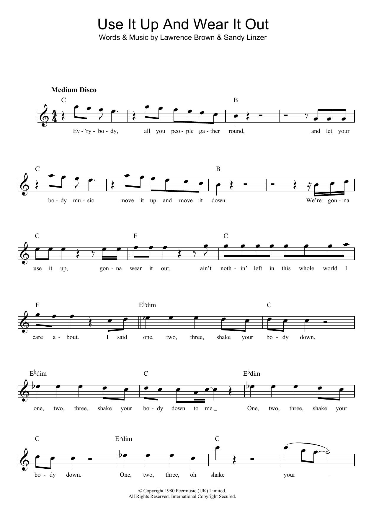 Download Odyssey Use It Up And Wear It Out Sheet Music