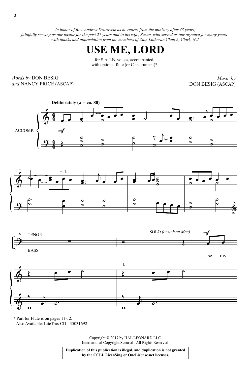 Download Don Besig and Nancy Price Use Me, Lord Sheet Music