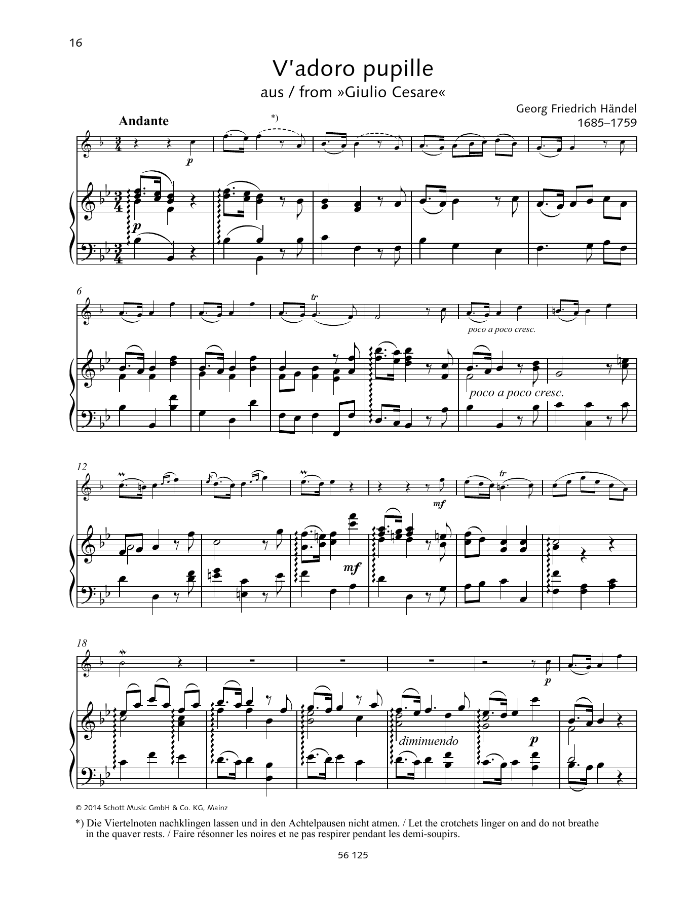 Download George Frideric Handel V'adoro Pupille Sheet Music