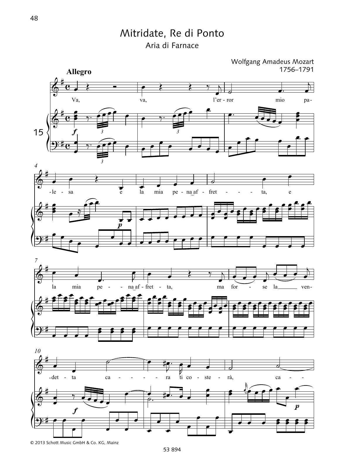 Download Wolfgang Amadeus Mozart Va, va, l'error mio palesa Sheet Music
