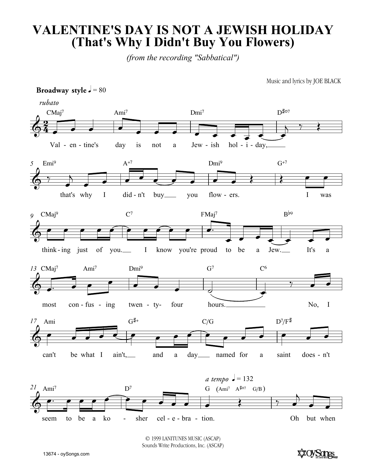 Download Joe Black Valentine's Day Is Not A Jewish Holiday Sheet Music