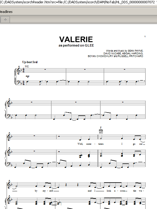 Download Glee Cast Valerie Sheet Music