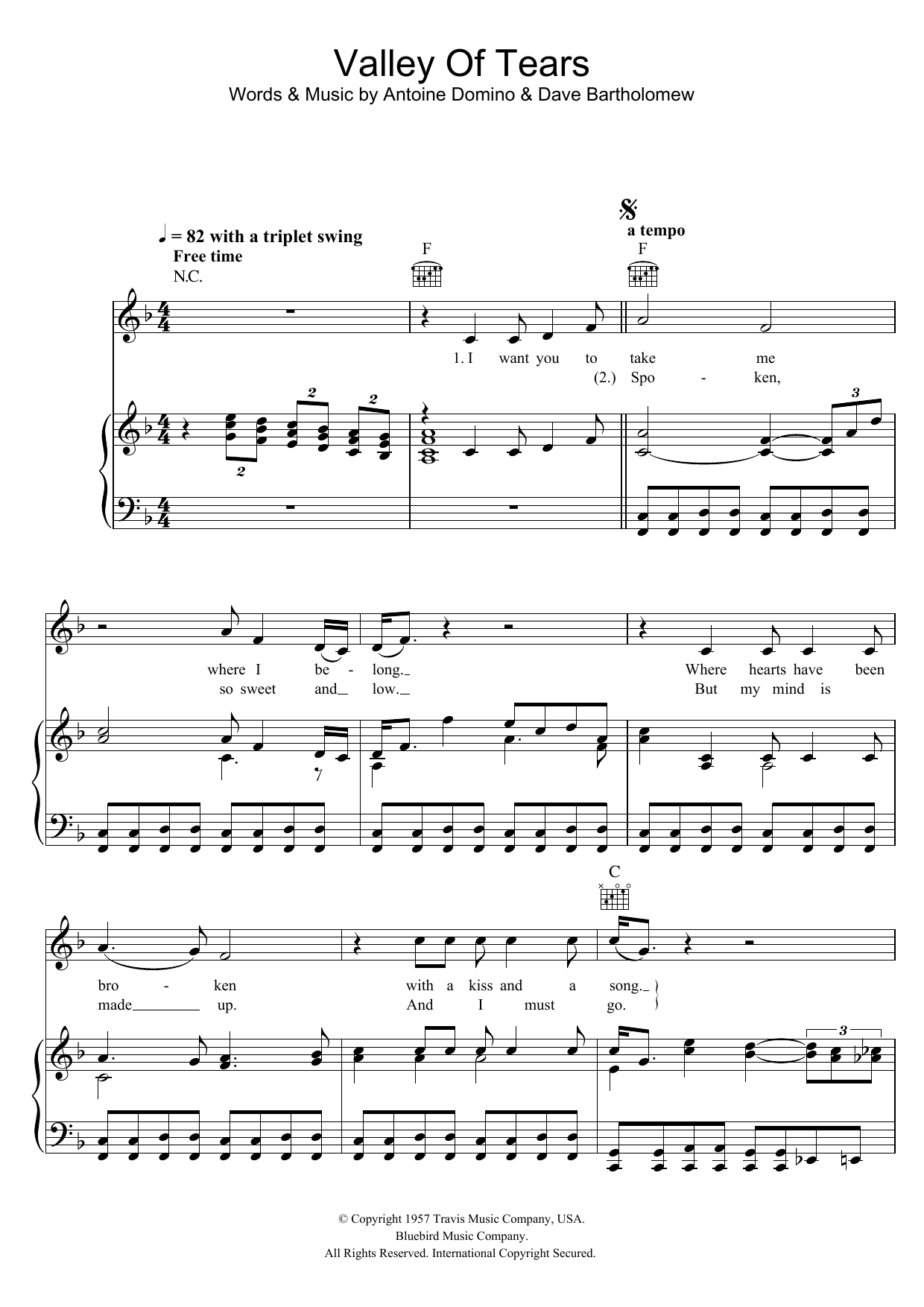 Download Buddy Holly Valley Of Tears Sheet Music