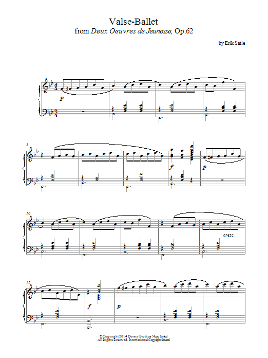 Download Erik Satie Valse-Ballet, op.62 Sheet Music