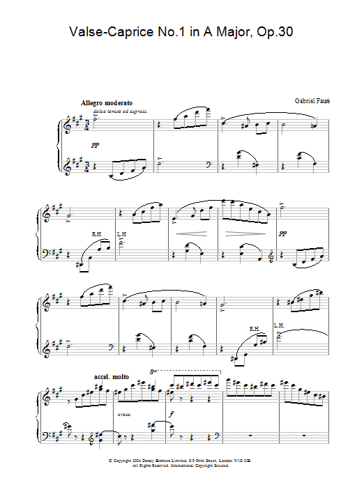 Download Gabriel Fauré Valse-Caprice No.1 in A Major, Op.30 Sheet Music