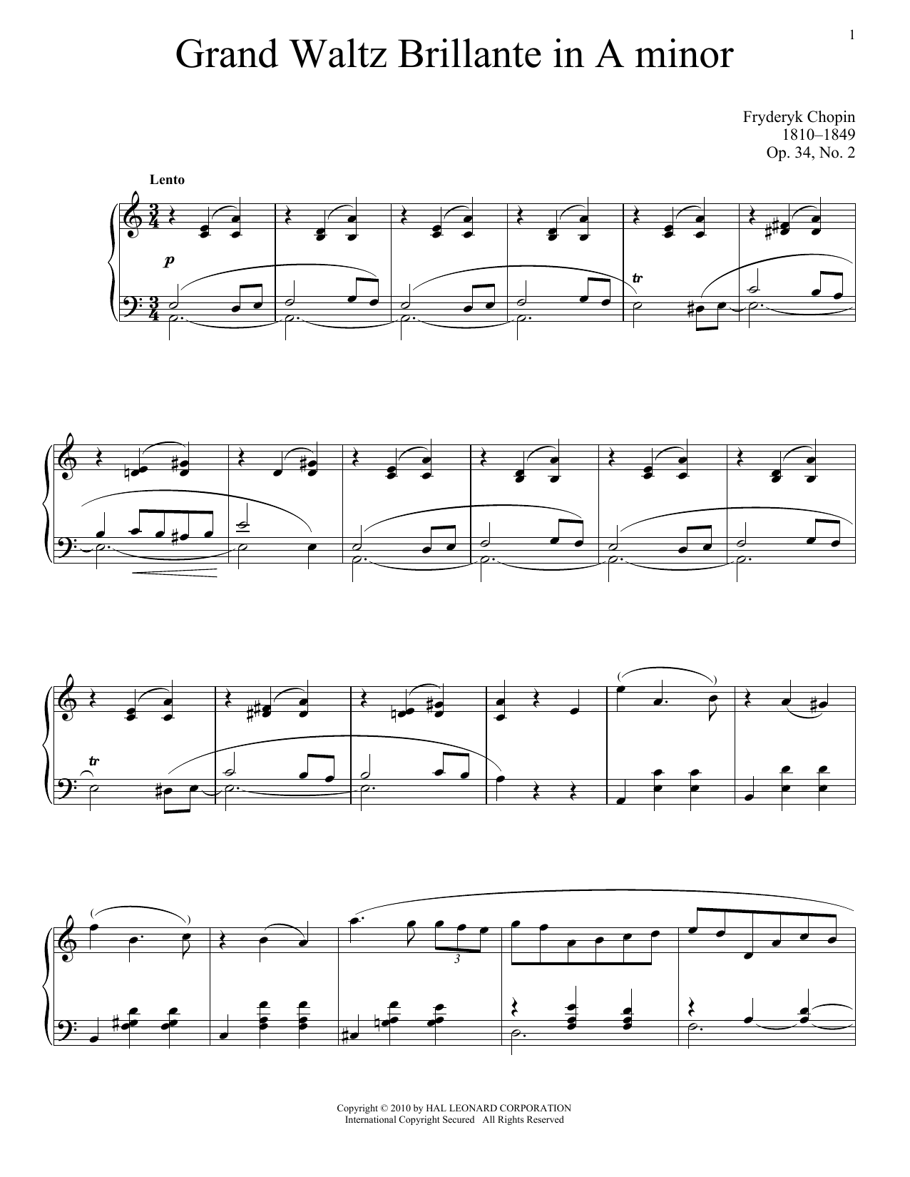Download Frederic Chopin Valse Brillante, Op. 34, No. 2 Sheet Music