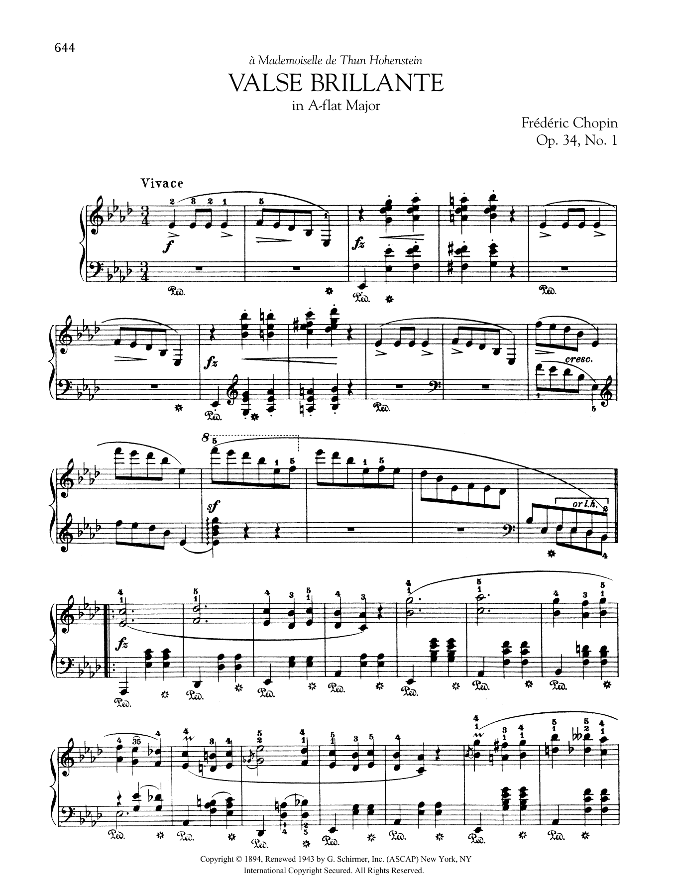 Download Frederic Chopin Valse brillante in A-flat Major, Op. 34 Sheet Music