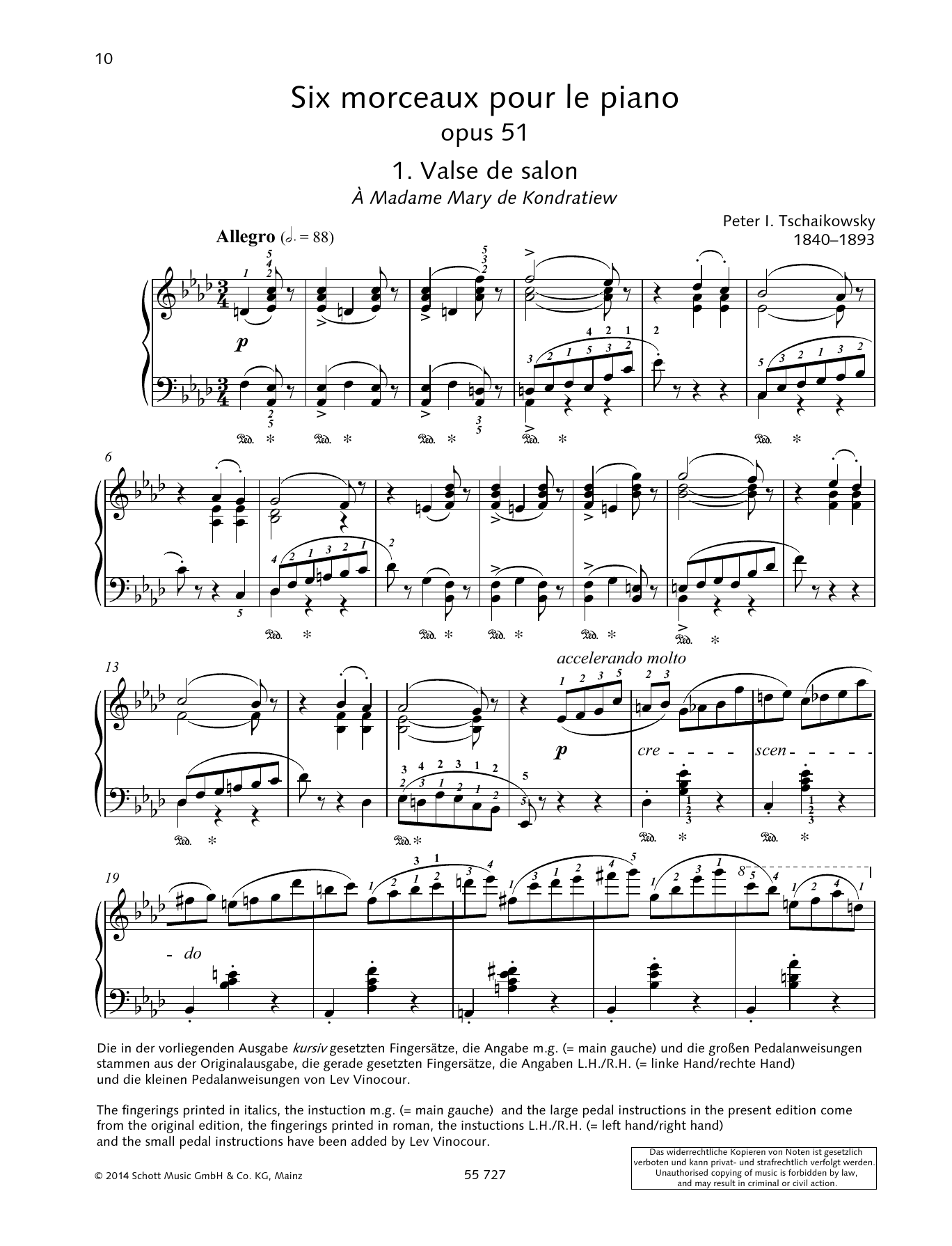 Download Pyotr Il'yich Tchaikovsky Valse de Salon Sheet Music