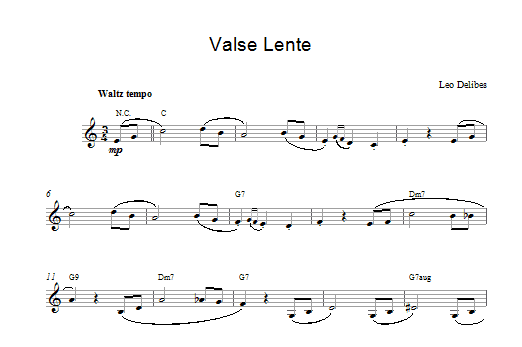 Leo Delibes Valse Lenten sheet music notes printable PDF score