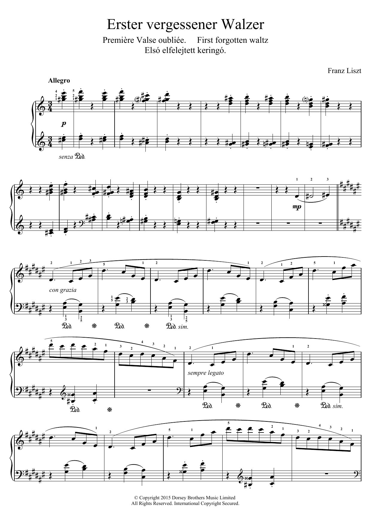 Download Franz Liszt Valse Oubliee No.1 Sheet Music