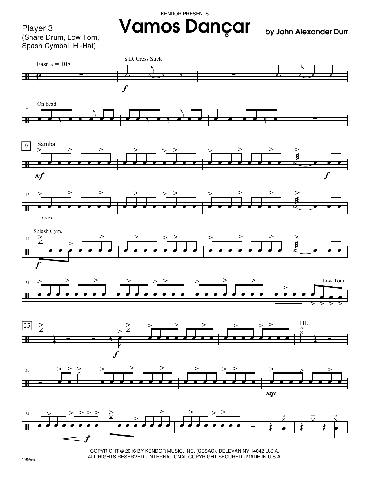 Download John Alexander Durr Vamos Dancar - Percussion 3 Sheet Music