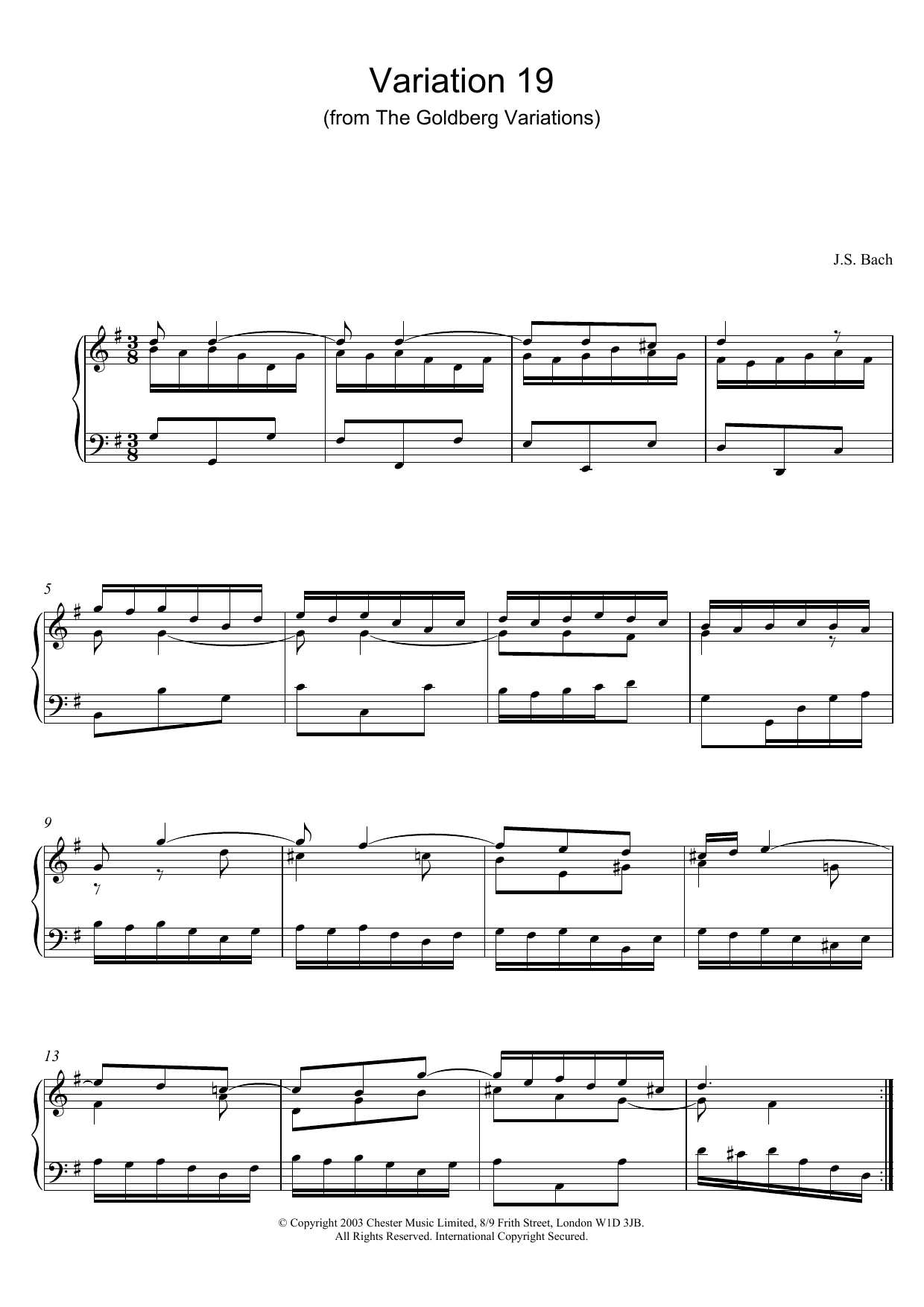 Download Johann Sebastian Bach Variation 19 (from The Goldberg Variati Sheet Music
