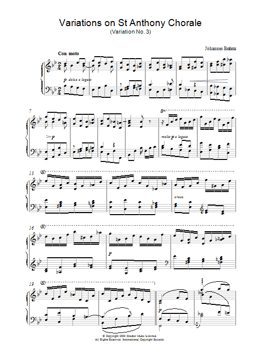 Download Johannes Brahms Variations on St Anthony Chorale (Varia Sheet Music