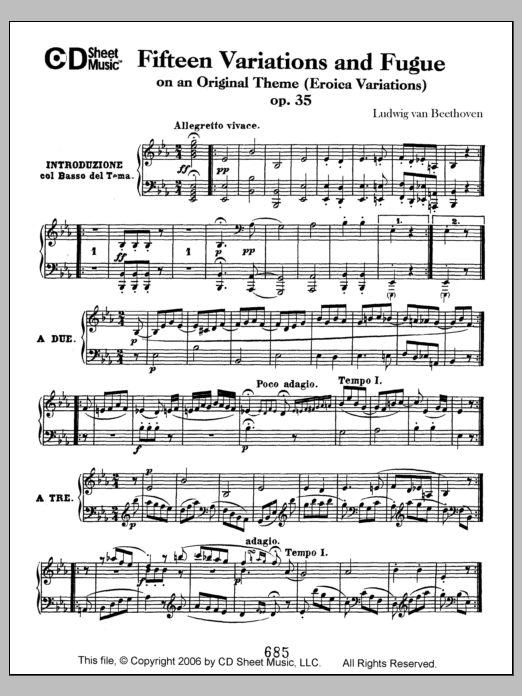 Download Ludwig van Beethoven Variations (15) And Fugue On An Origina Sheet Music