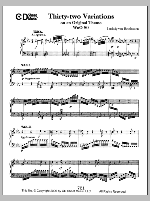 Download Ludwig van Beethoven Variations (32) On An Original Theme, W Sheet Music