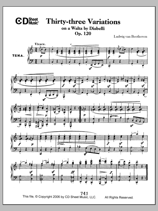 Download Ludwig van Beethoven Variations (33) On A Waltz By Diabelli, Sheet Music