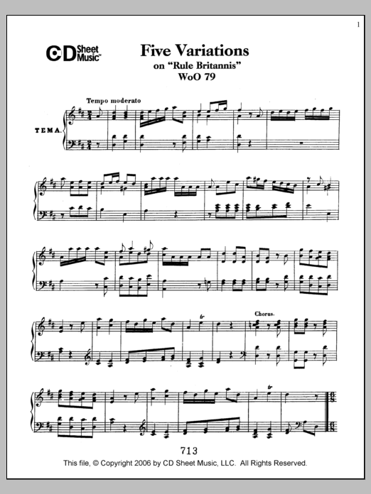 Download Ludwig van Beethoven Variations (5) on 