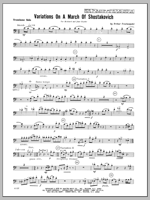 Download Arthur Frackenpohl Variations On A March Of Shostakovich - Sheet Music