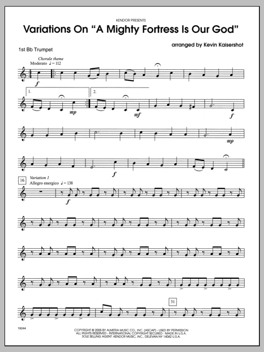 Download Kaisershot Variations On A Mighty Fortress Is Our Sheet Music