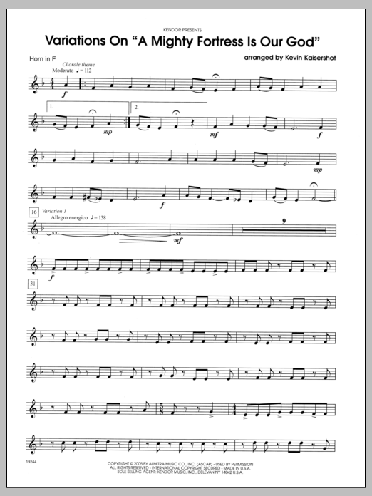 Download Kaisershot Variations On A Mighty Fortress Is Our Sheet Music