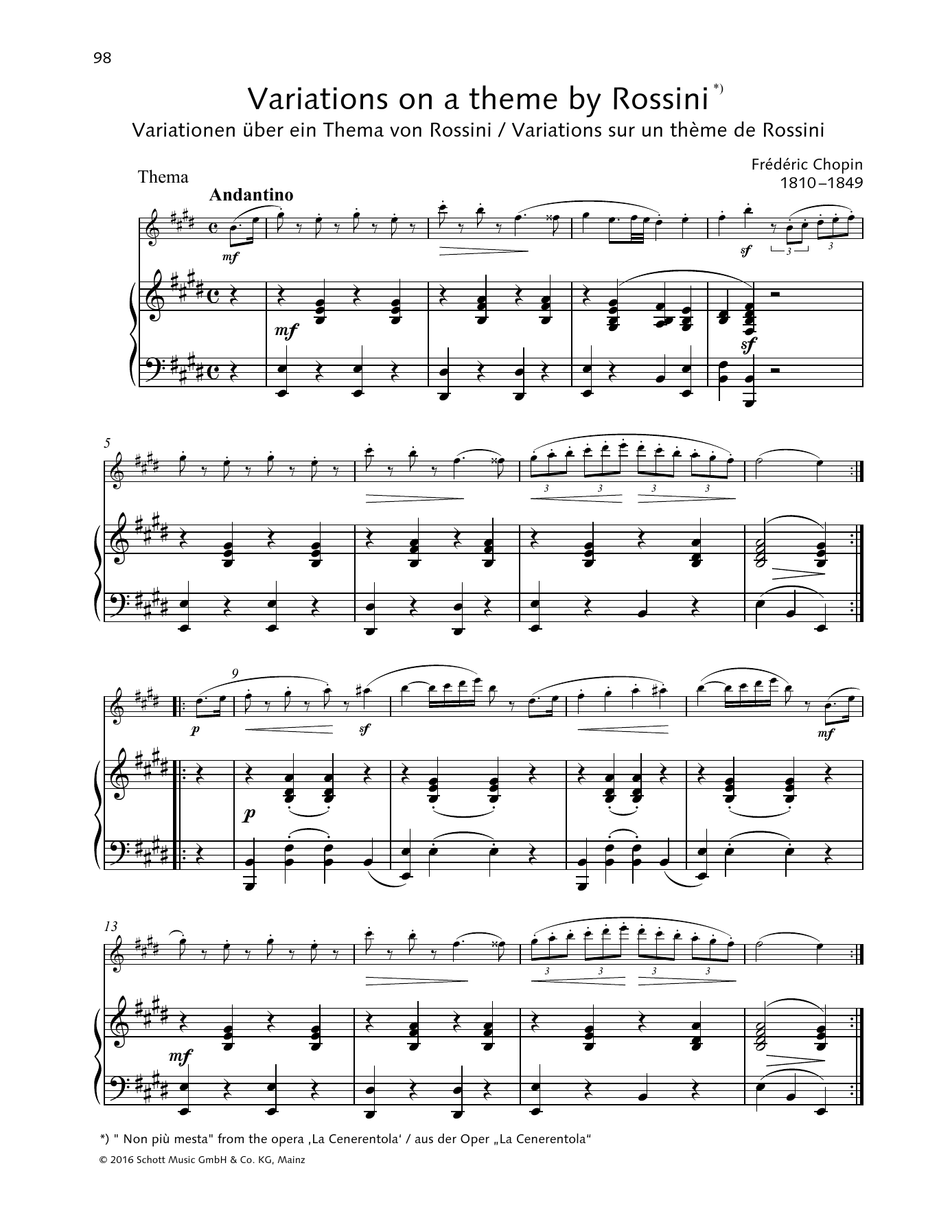 Download Frederic Chopin Variations on a theme by Rossini Sheet Music