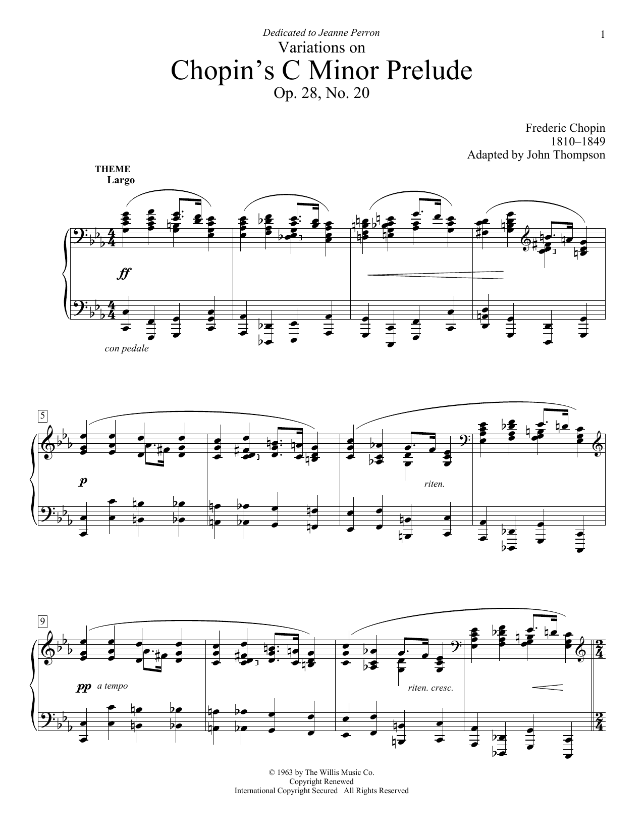 Download John Thompson Variations On Chopin's C Minor Prelude Sheet Music