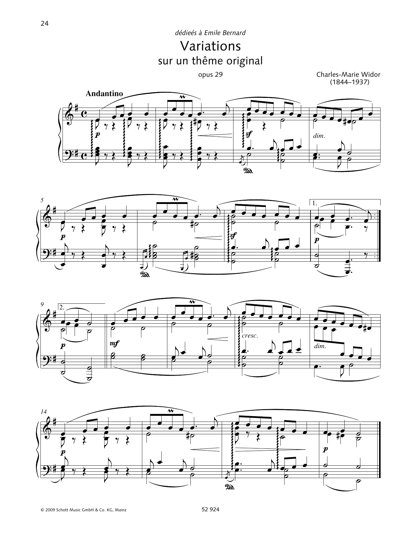 Download Charles-Marie Widor Variations sur un thème original Sheet Music