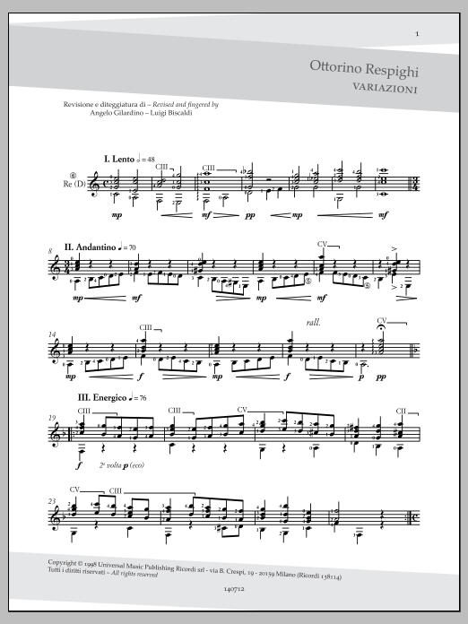 Download Angelo Gilardino Variazioni (Variations) Sheet Music