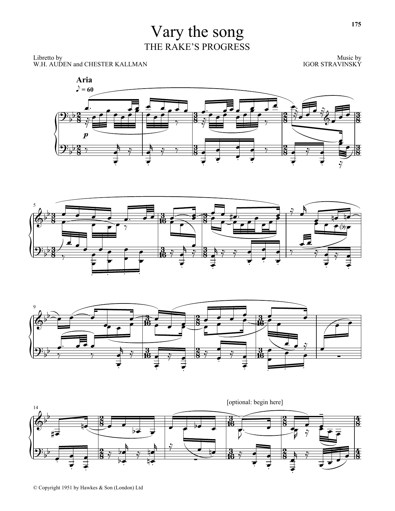 Download Igor Stravinsky Vary The Song Sheet Music