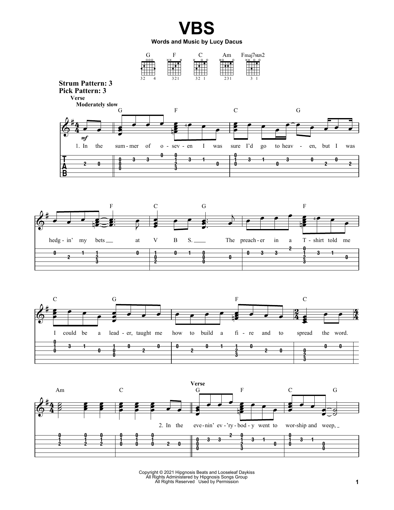 Download Lucy Dacus VBS Sheet Music
