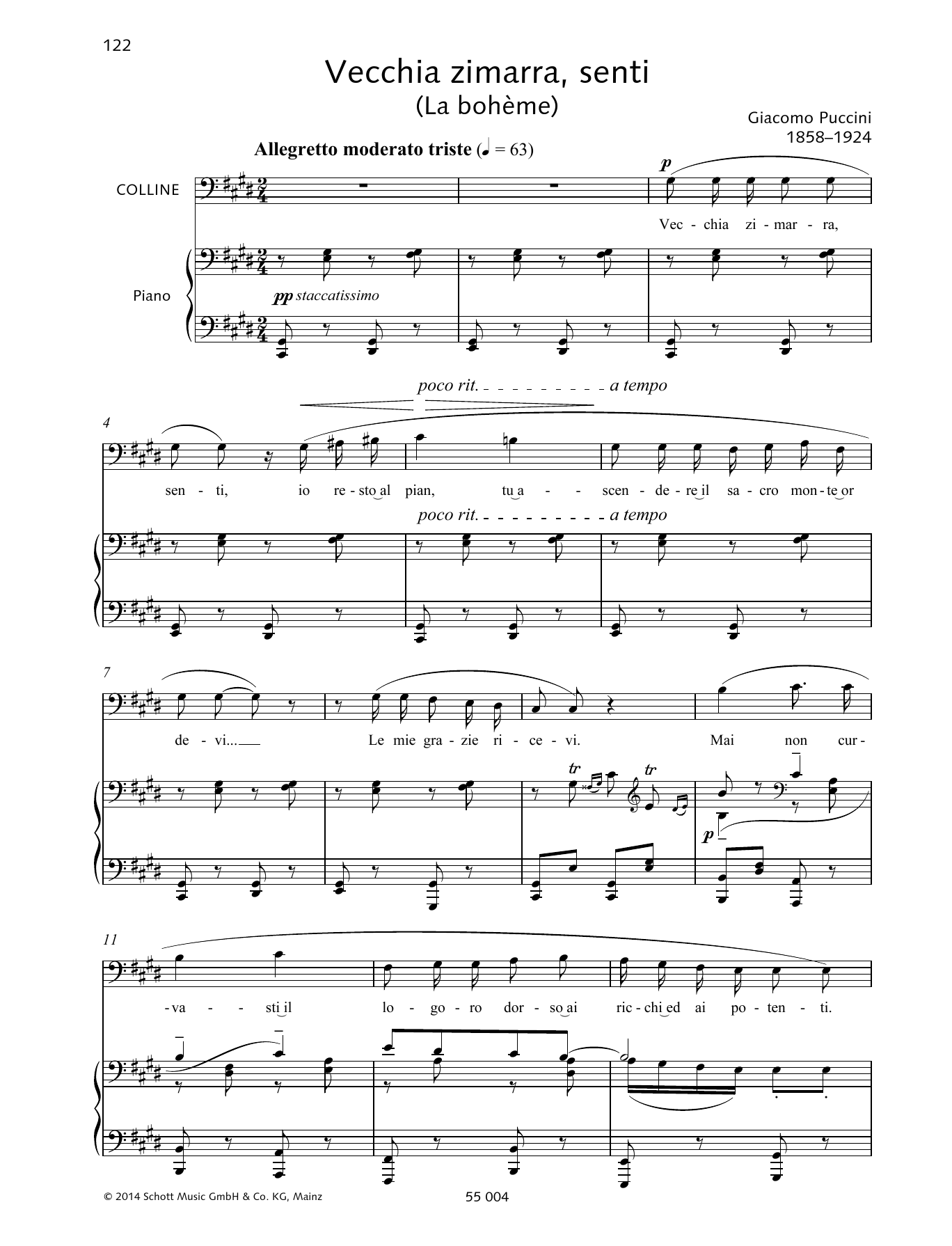 Download Giacomo Puccini Vecchia zimarra, senti Sheet Music