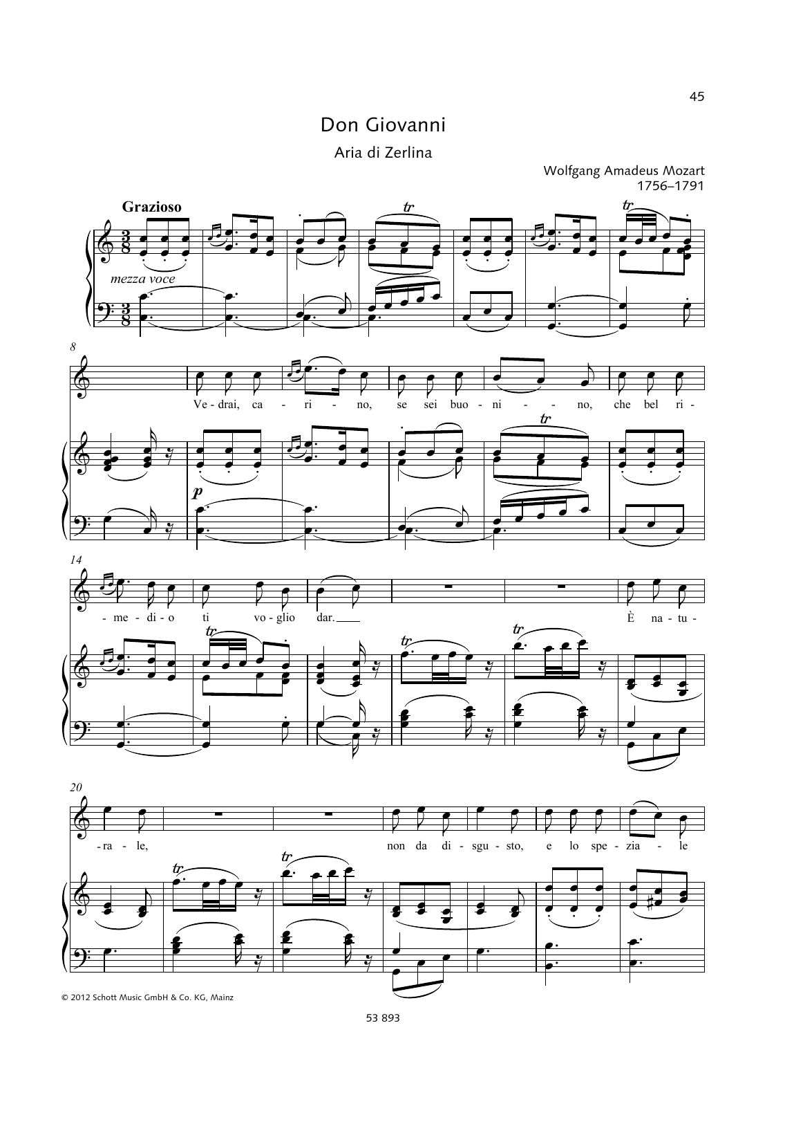 Download Wolfgang Amadeus Mozart Vedrai, carino, se sei buonino Sheet Music