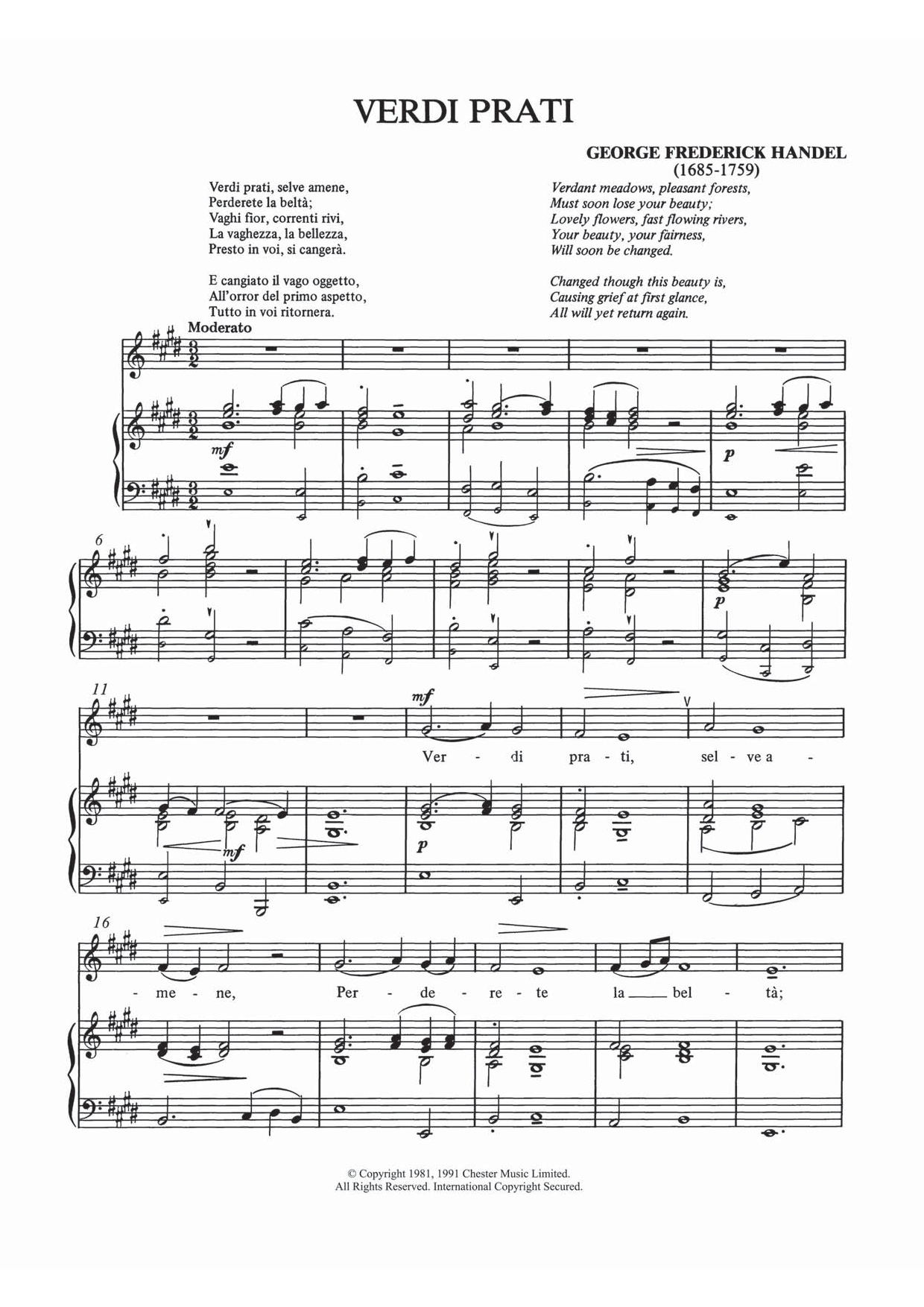Download George Frideric Handel Verdi Prati Sheet Music